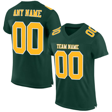 Custom Green Gold-White Mesh Authentic Football Jersey