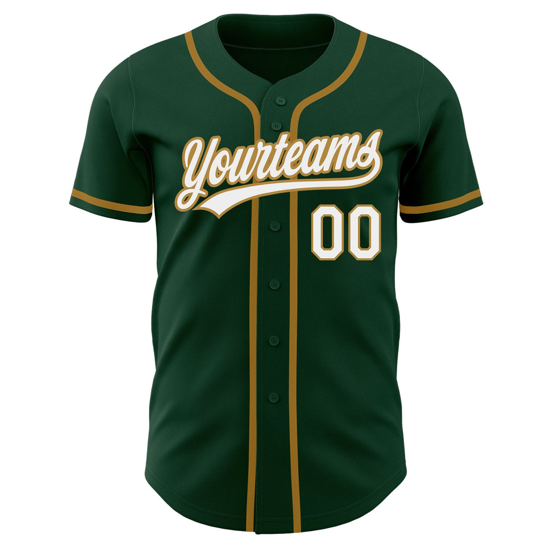 Custom Green White-Old Gold Authentic Baseball Jersey