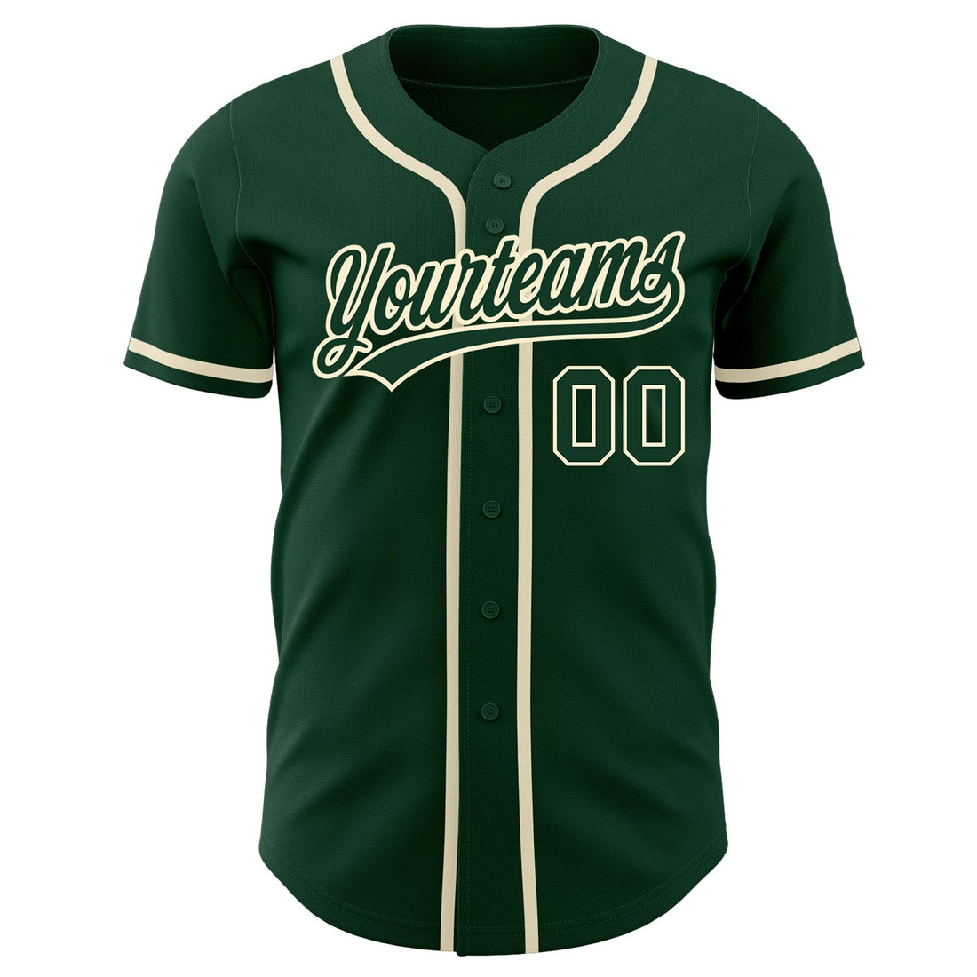 Custom Green Green-Cream Authentic Baseball Jersey