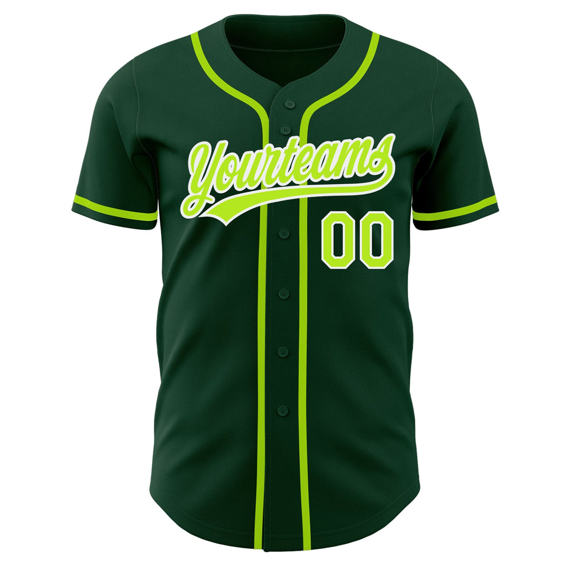 Custom Green Neon Green-White Authentic Baseball Jersey