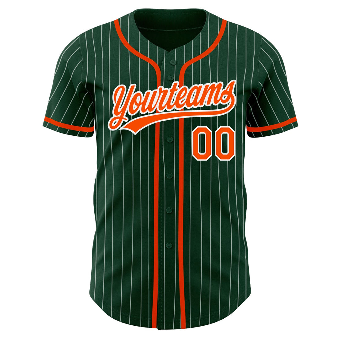 Custom Green White Pinstripe Orange Authentic Baseball Jersey