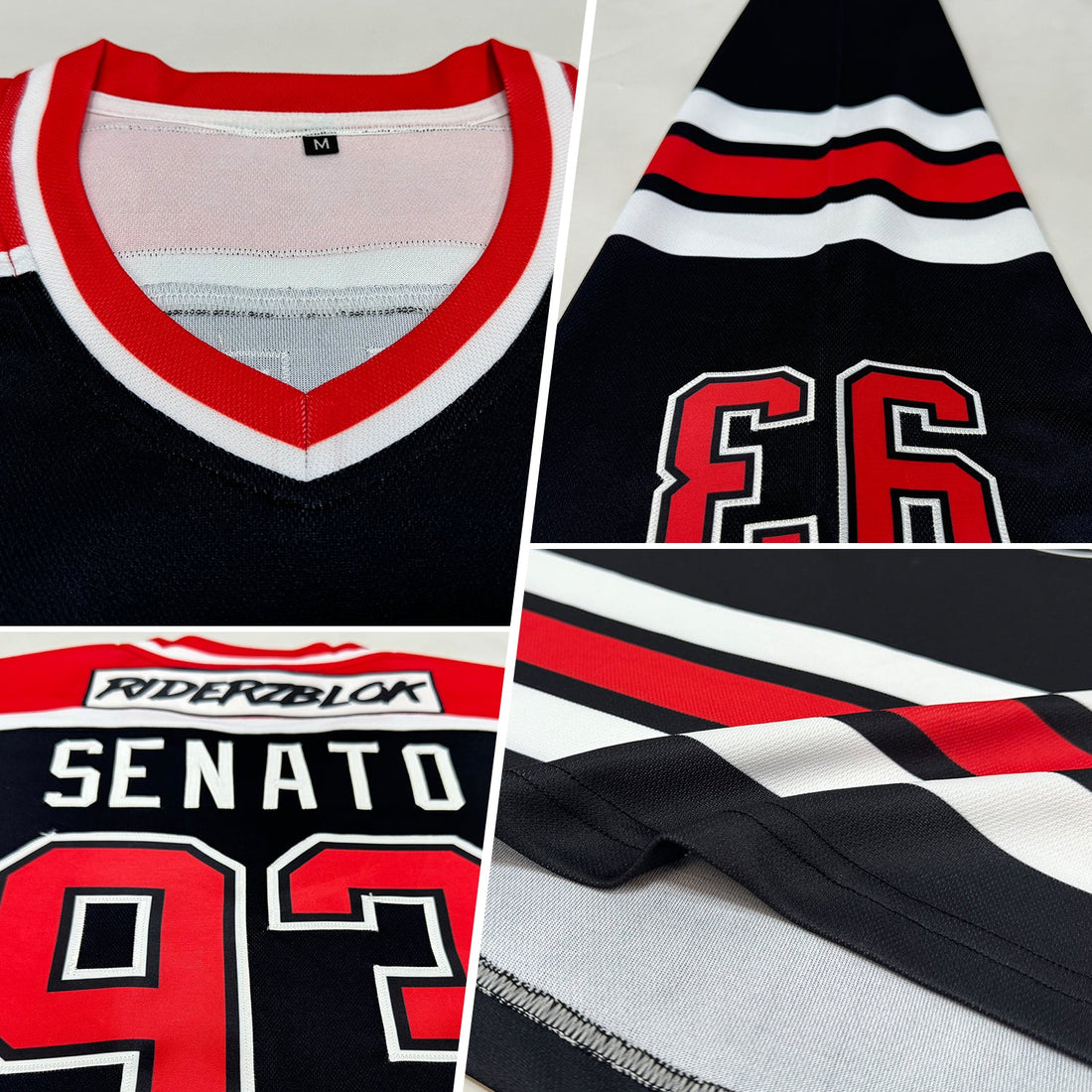 Custom Black Red-White Hockey Jersey