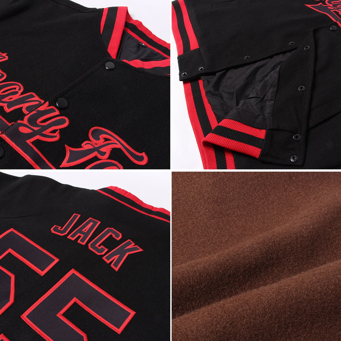 Custom Brown Pink-White Bomber Full-Snap Varsity Letterman Jacket