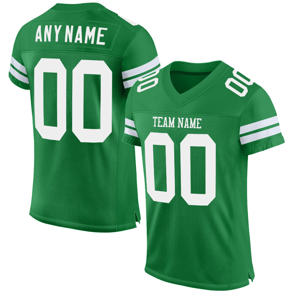 Custom Grass Green White Mesh Authentic Football Jersey