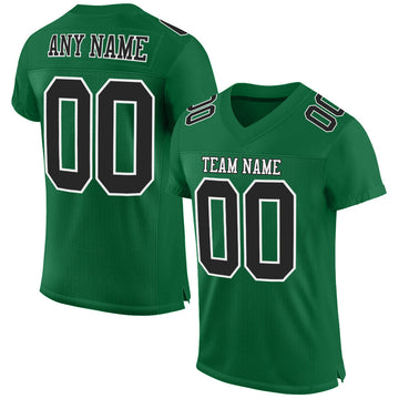 Custom Kelly Green Black-White Mesh Authentic Football Jersey