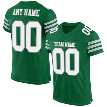 Custom Kelly Green White-Gray Mesh Authentic Football Jersey