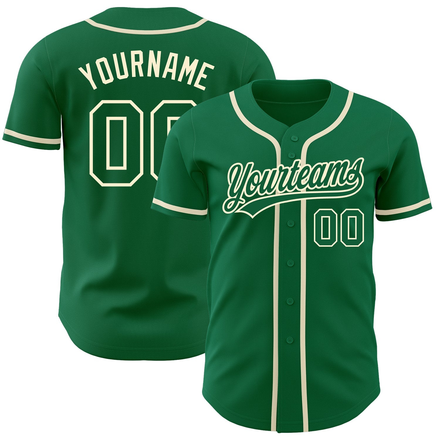 Custom Kelly Green Kelly Green-Cream Authentic Baseball Jersey