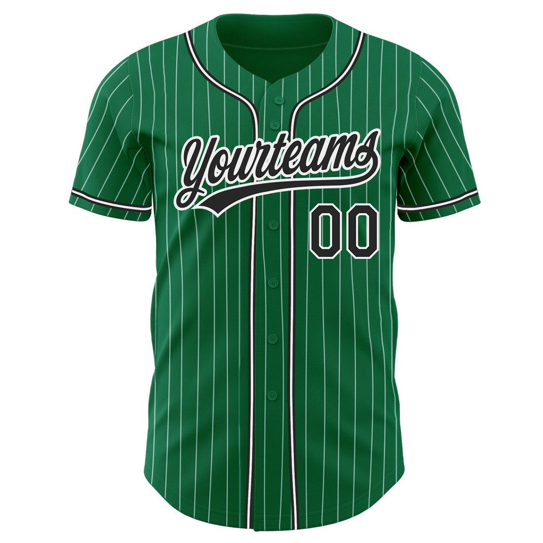 Custom Kelly Green White Pinstripe Black Authentic Baseball Jersey