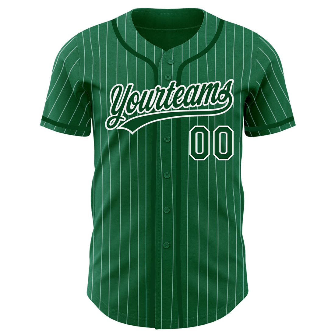 Custom Kelly Green White Pinstripe Green Authentic Baseball Jersey