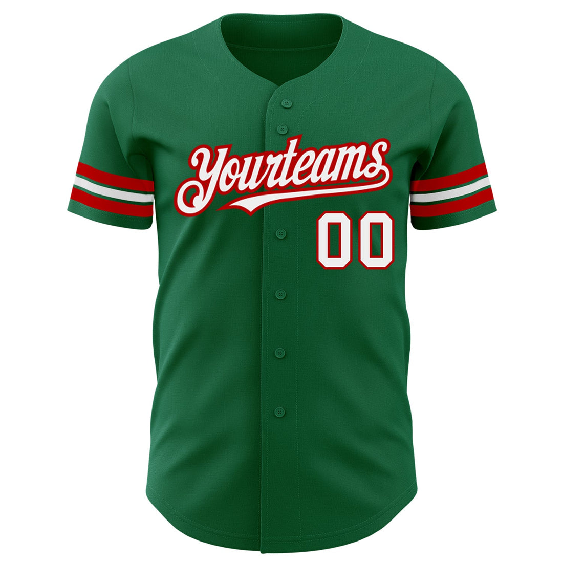 Custom Kelly Green White-Red Authentic Baseball Jersey