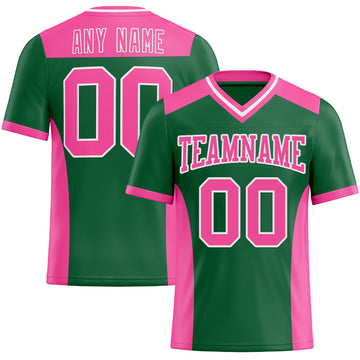 Custom Kelly Green Pink-White Mesh Authentic Football Jersey