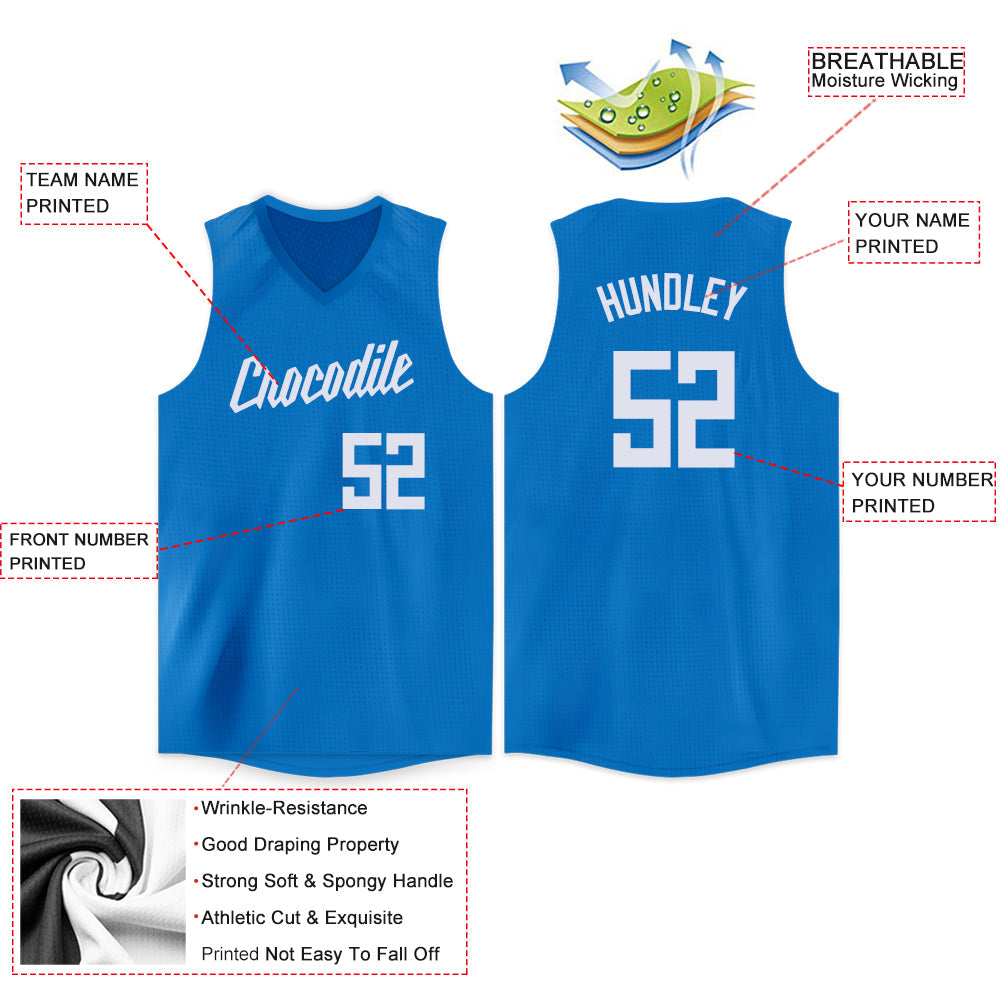 Custom Blue White V-Neck Basketball Jersey