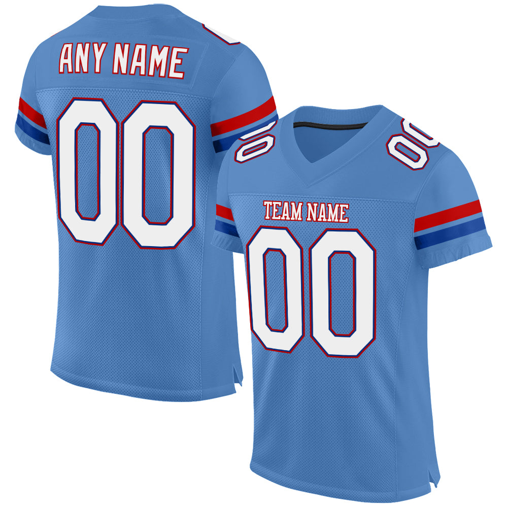 Custom Powder Blue White-Royal Mesh Authentic Football Jersey