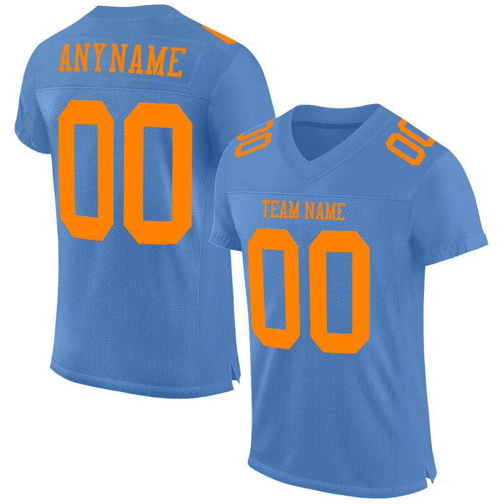 Custom Light Blue Bay Orange Mesh Authentic Football Jersey