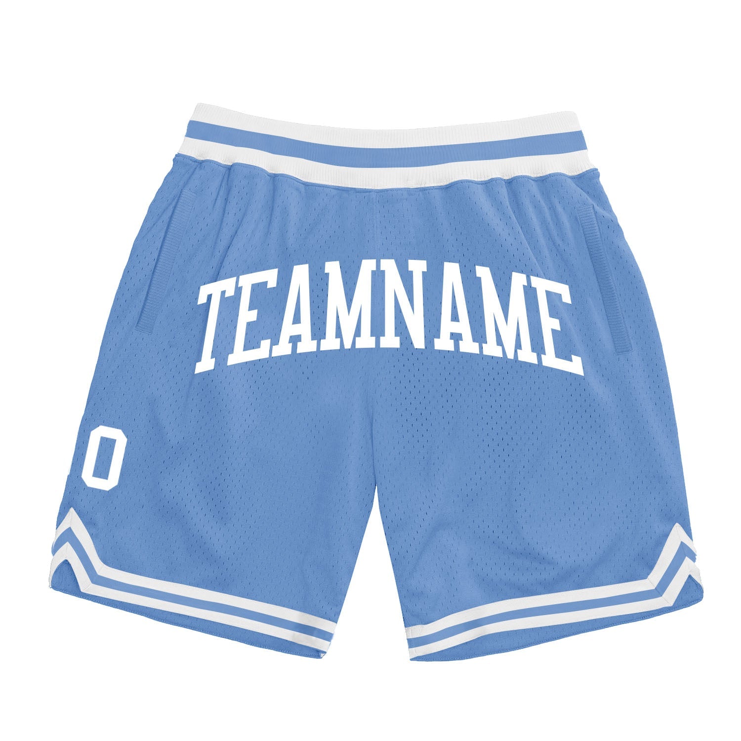 Custom Light Blue White Authentic Throwback Basketball Shorts