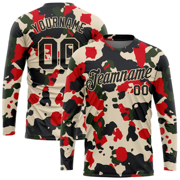 Custom Camo Black-Cream Salute To Service Long Sleeve Performance T-Shirt