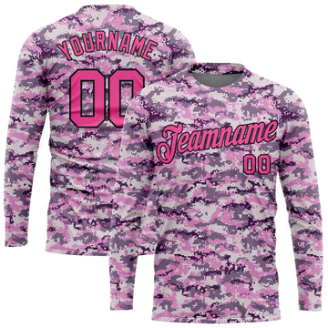 Custom Camo Pink-Black Salute To Service Long Sleeve Performance T-Shirt