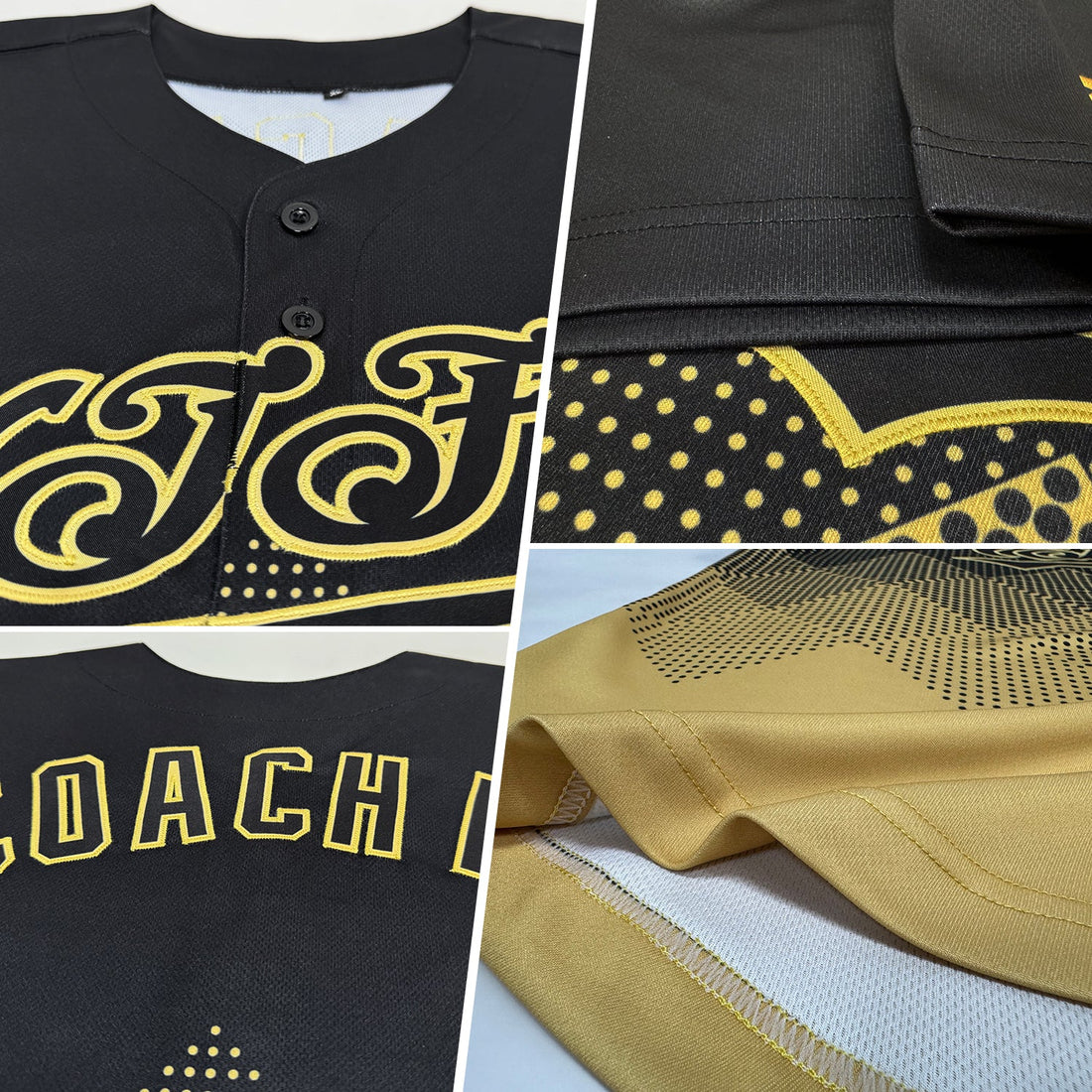 Custom Black Vegas Gold 3D Pattern Design Gradient Square Shapes Authentic Baseball Jersey