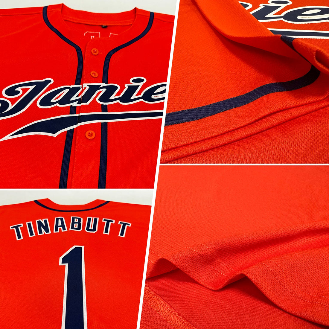 Custom Orange Navy-White Authentic Baseball Jersey