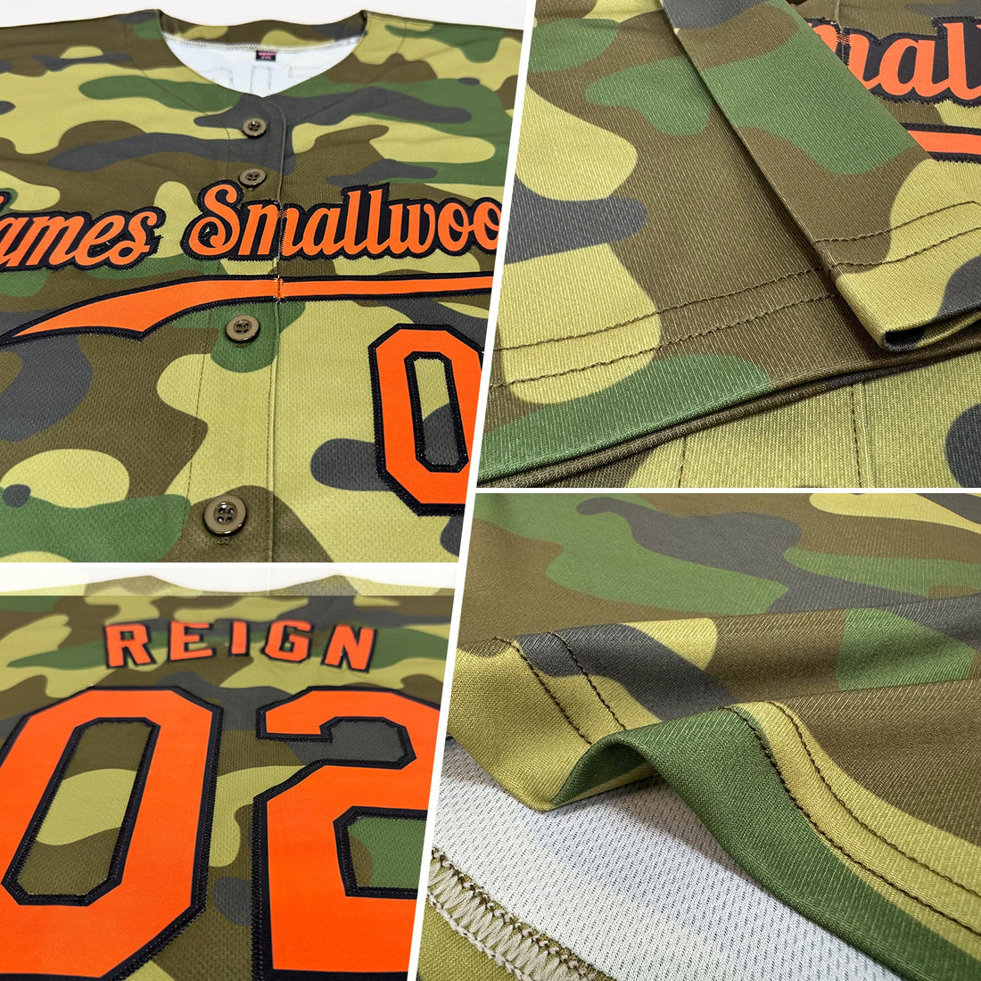 Custom Camo Orange-Black Authentic Salute To Service Baseball Jersey