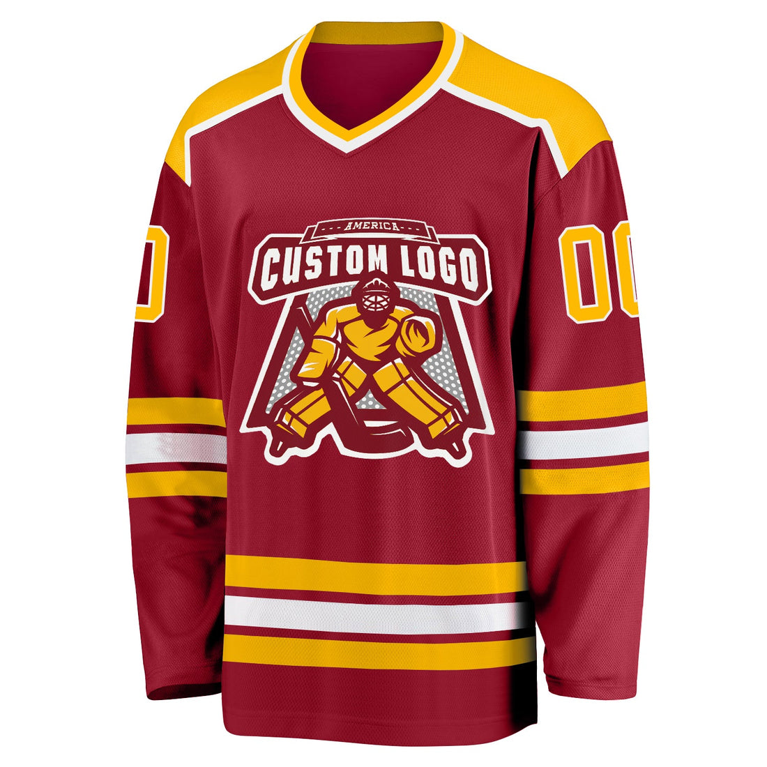 Custom Maroon Gold-White Hockey Jersey