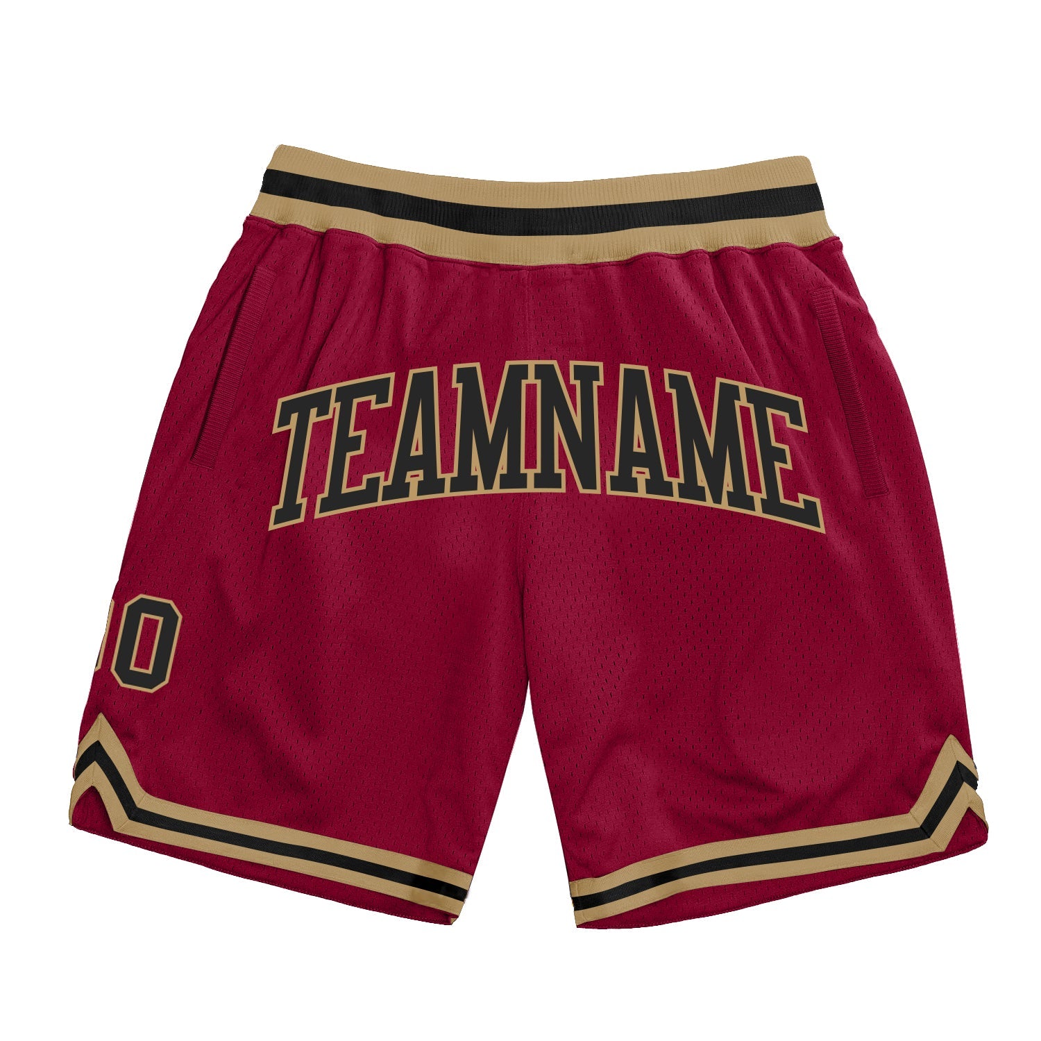 Custom Maroon Black-Old Gold Authentic Throwback Basketball Shorts