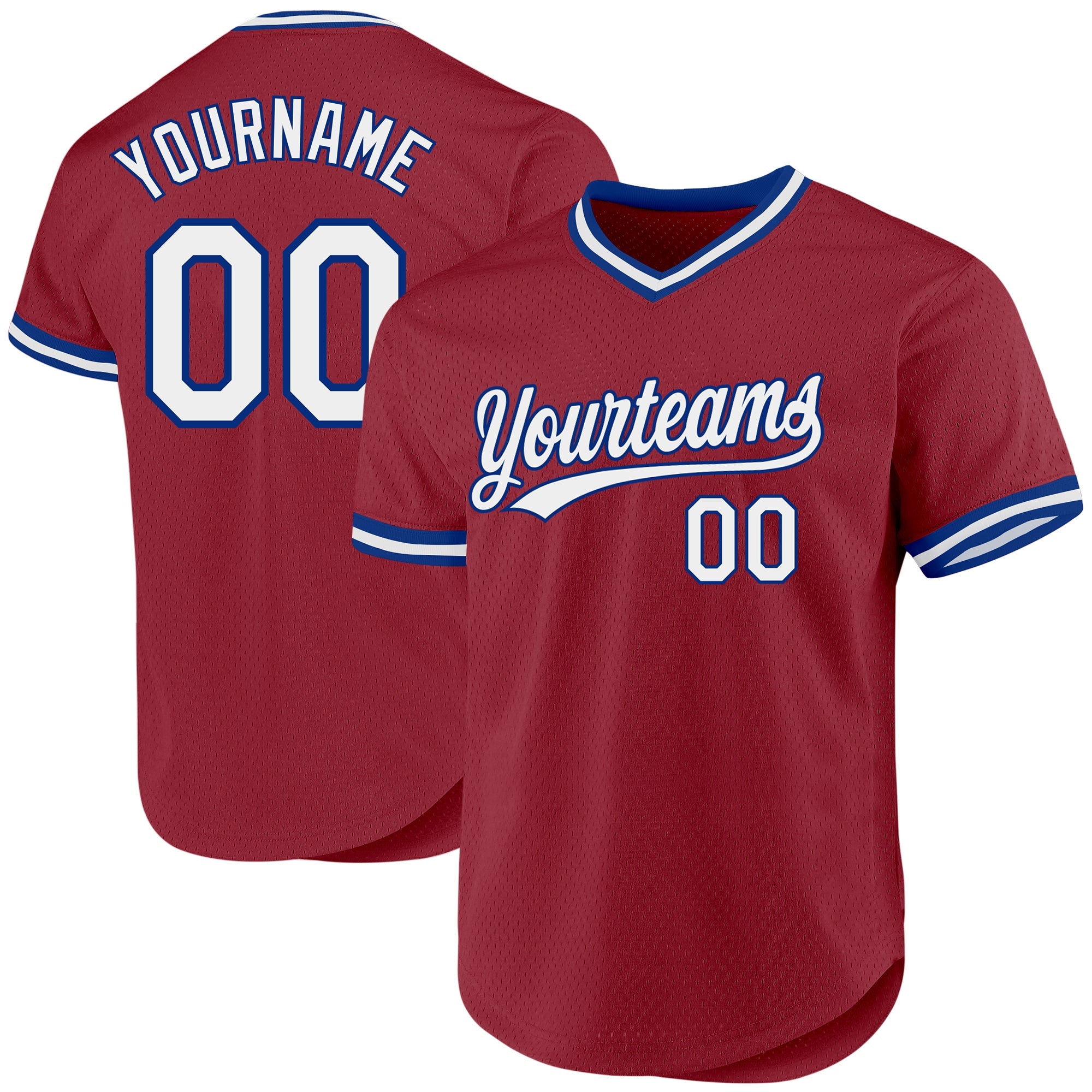 Custom Maroon White-Royal Authentic Throwback Baseball Jersey