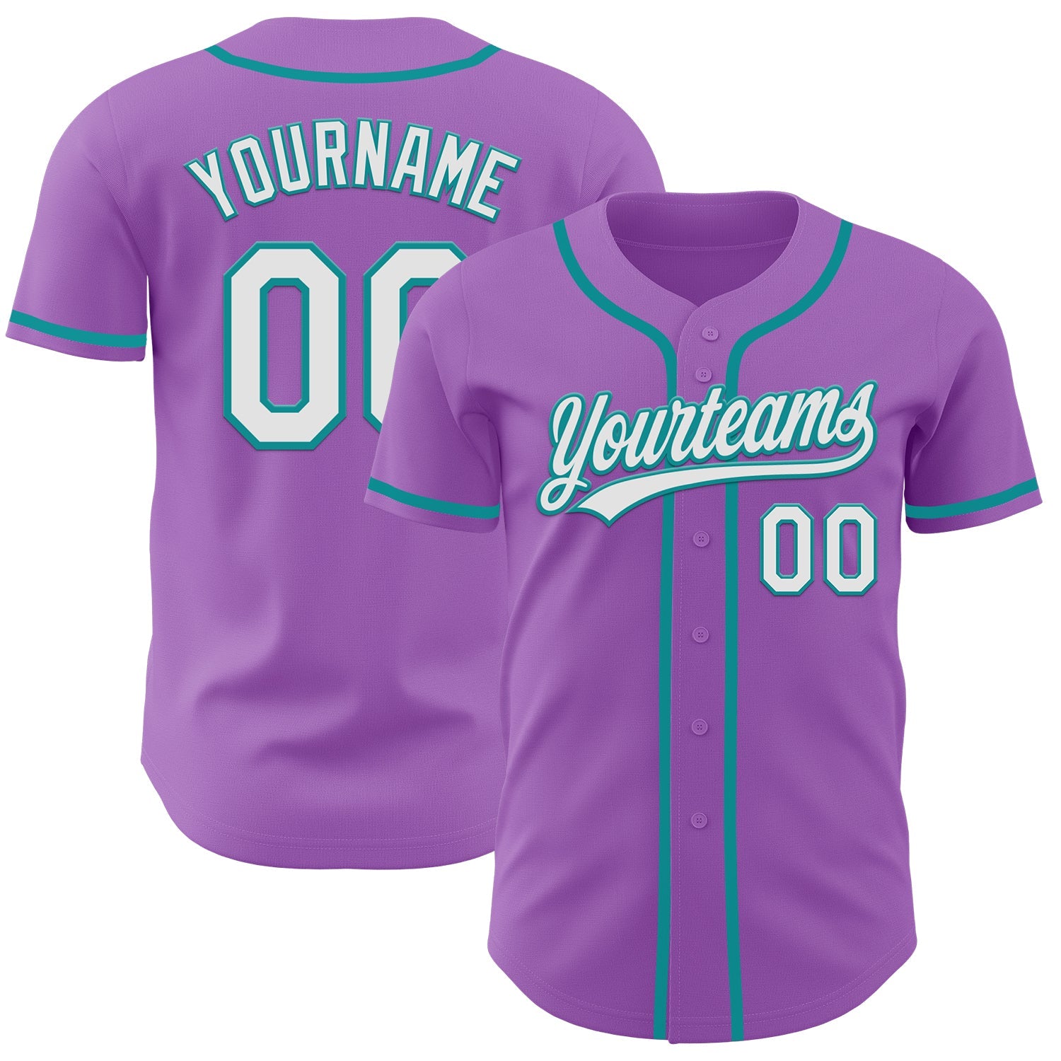 Custom Medium Purple White-Teal Authentic Baseball Jersey