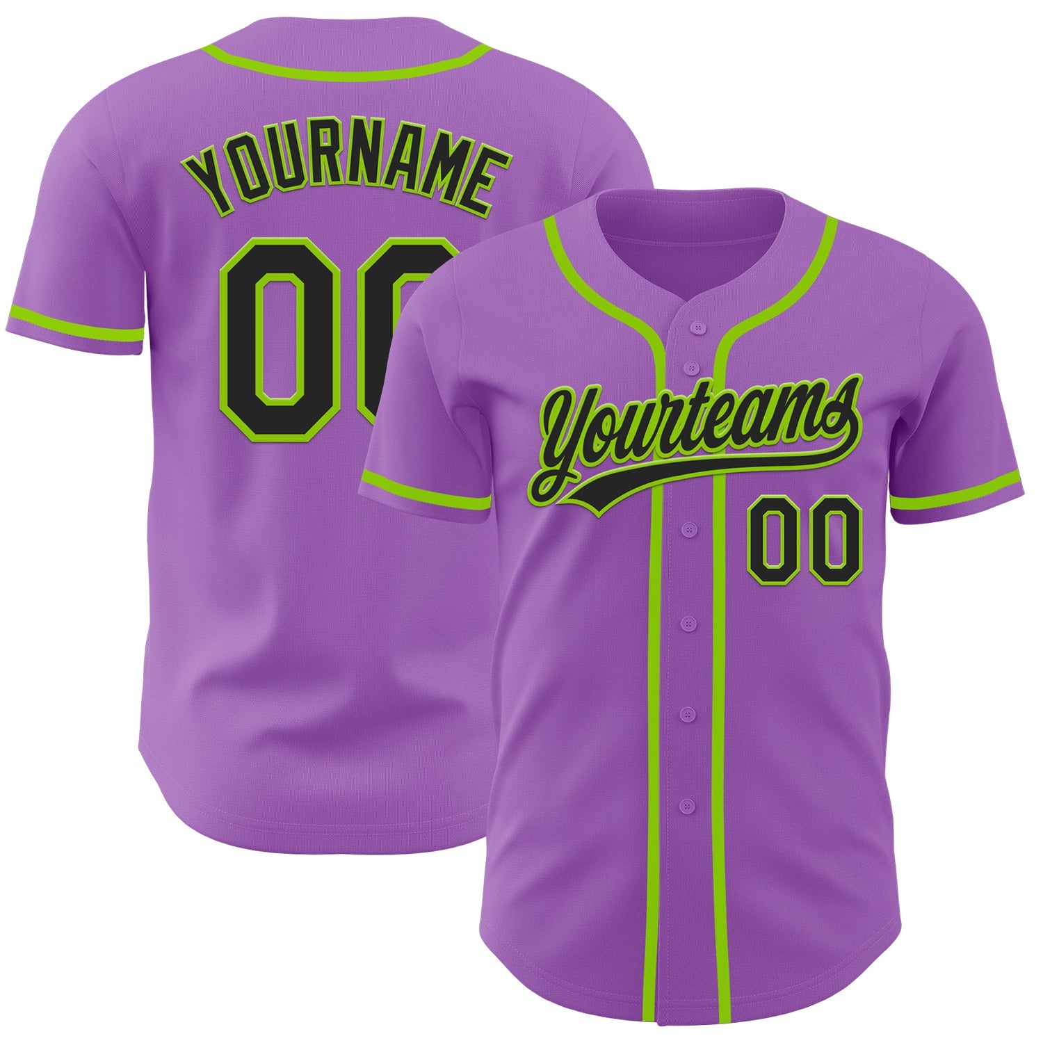 Custom Medium Purple Black-Neon Green Authentic Baseball Jersey