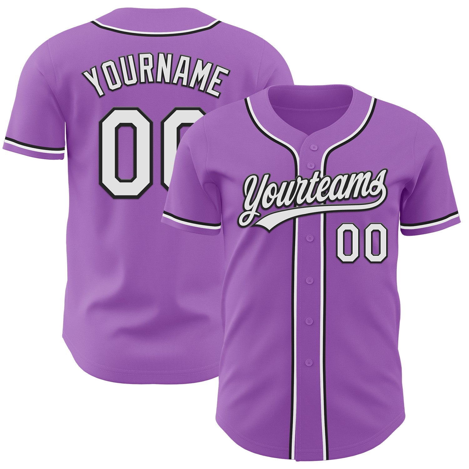 Custom Medium Purple White-Black Authentic Baseball Jersey