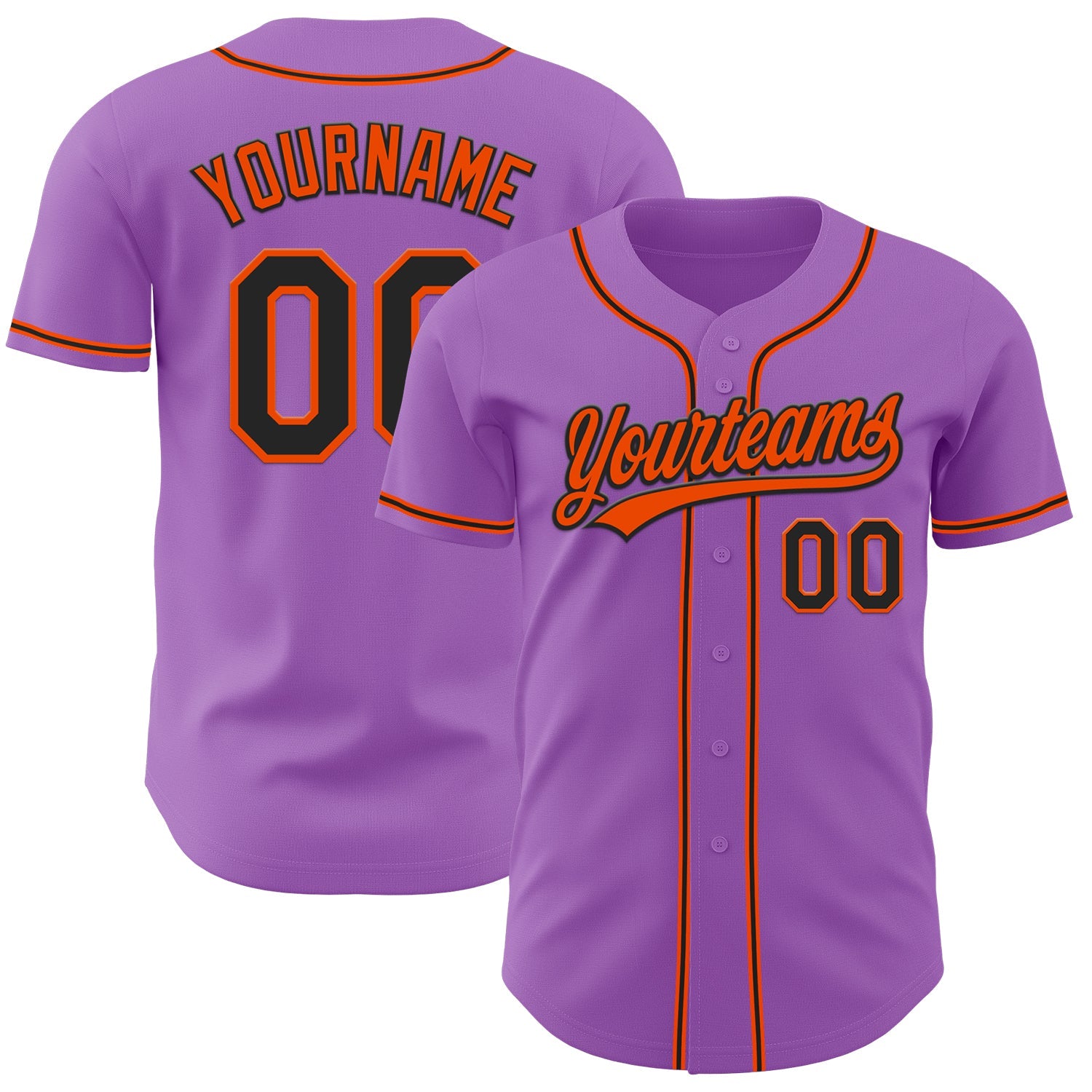 Custom Medium Purple Black-Orange Authentic Baseball Jersey