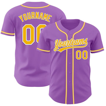 Custom Medium Purple Gold-White Authentic Baseball Jersey