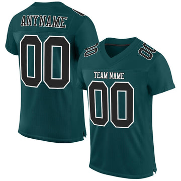 Custom Midnight Green Black-White Mesh Authentic Football Jersey