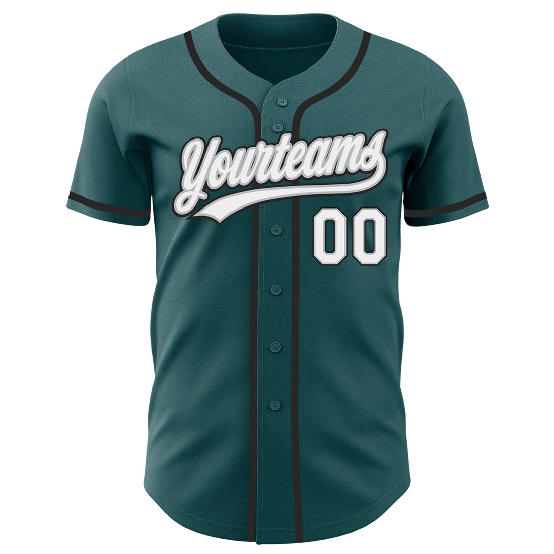 Custom Midnight Green White Gray-Black Authentic Baseball Jersey