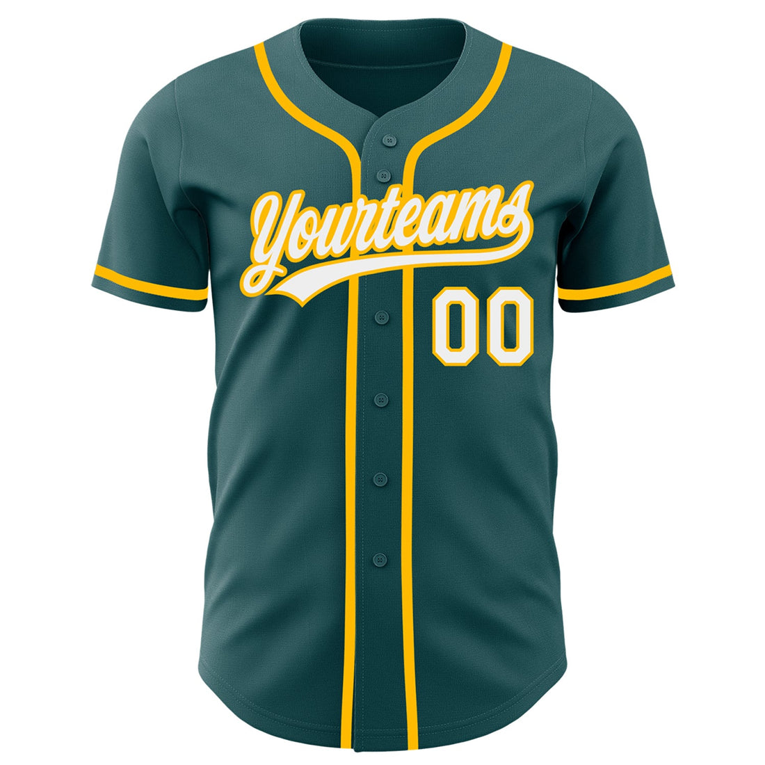 Custom Midnight Green White-Gold Authentic Baseball Jersey