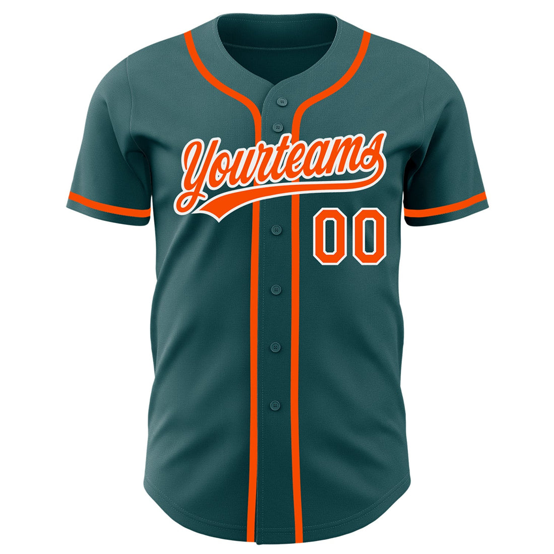 Custom Midnight Green Orange-White Authentic Baseball Jersey