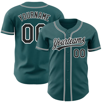 Custom Midnight Green Black-White Authentic Baseball Jersey