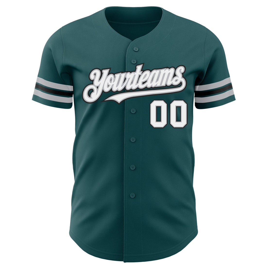 Custom Midnight Green White Gray-Black Authentic Baseball Jersey