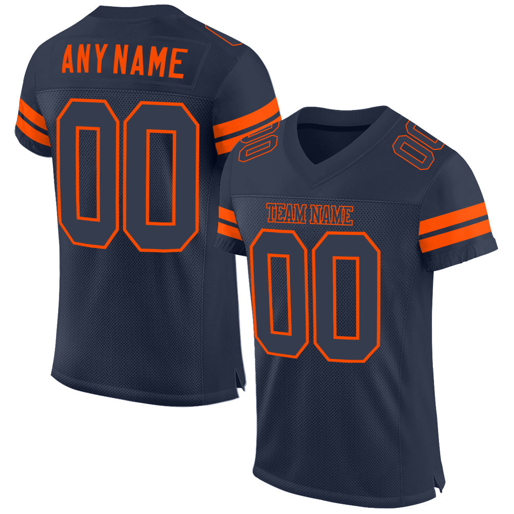 Custom Navy Navy-Orange Mesh Authentic Football Jersey