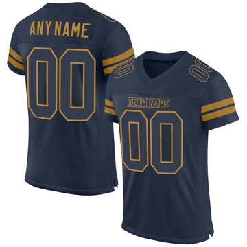 Custom Navy Navy-Old Gold Mesh Authentic Football Jersey