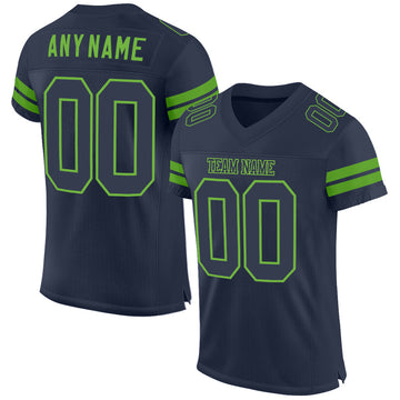 Custom Navy Navy-Neon Green Mesh Authentic Football Jersey