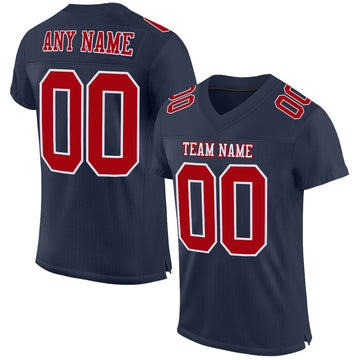 Custom Navy Red-White Mesh Authentic Football Jersey