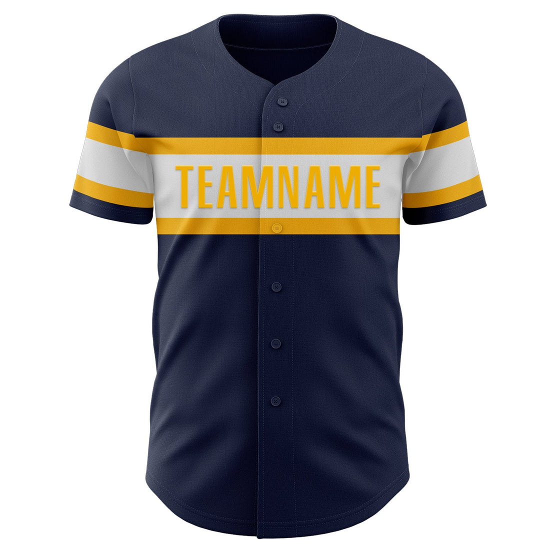 Custom Navy White-Gold Authentic Baseball Jersey