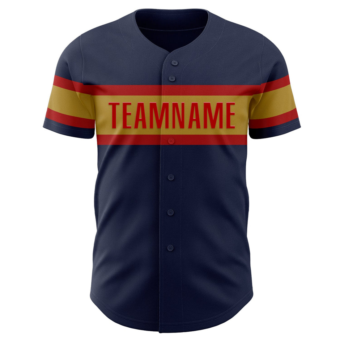 Custom Navy Old Gold-Red Authentic Baseball Jersey