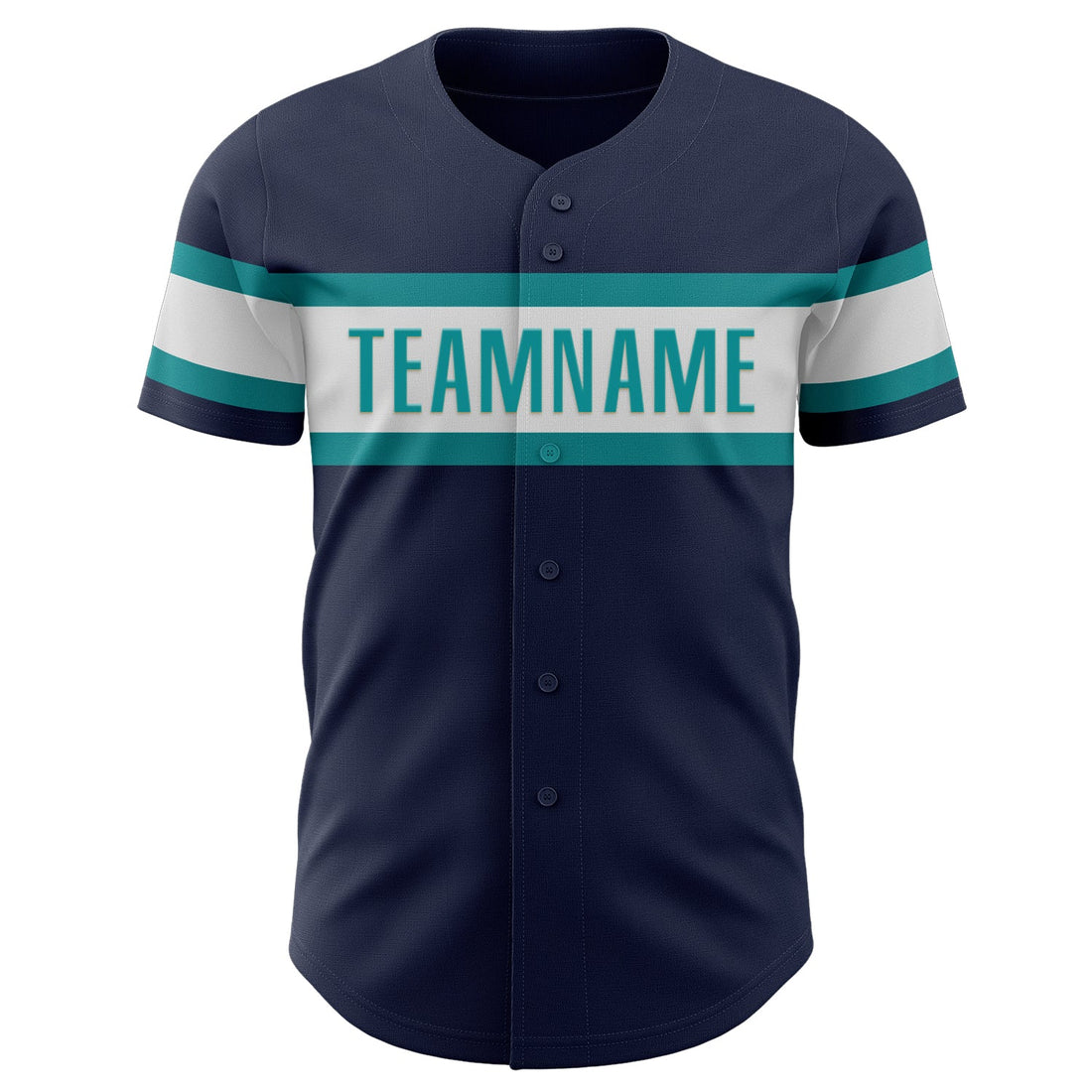 Custom Navy White-Teal Authentic Baseball Jersey