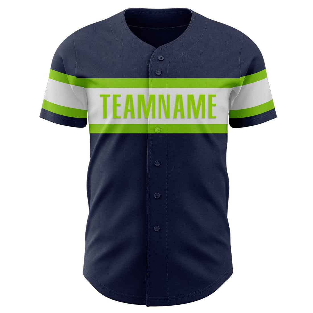 Custom Navy White-Neon Green Authentic Baseball Jersey