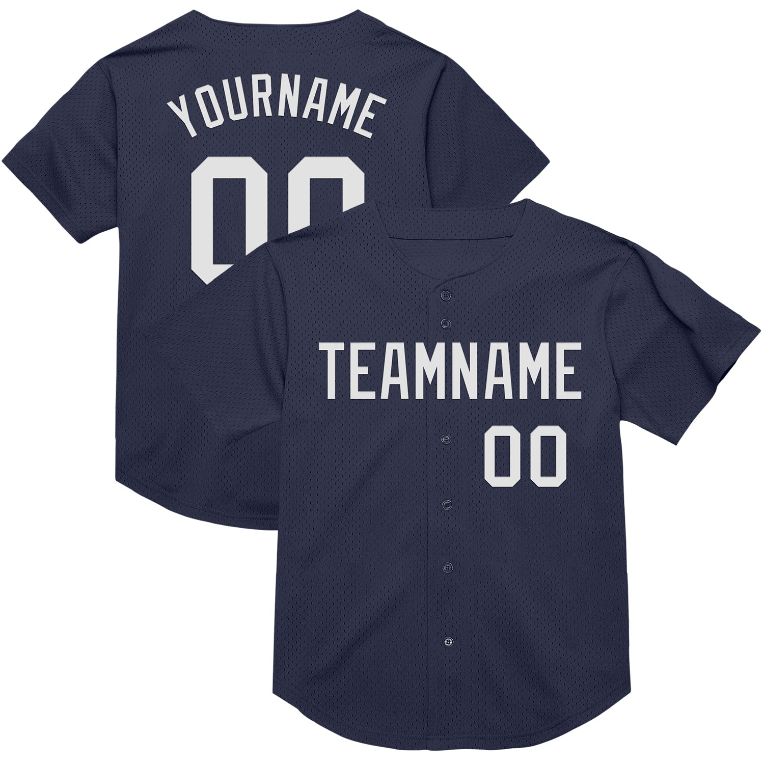 Custom Navy White Mesh Authentic Throwback Baseball Jersey