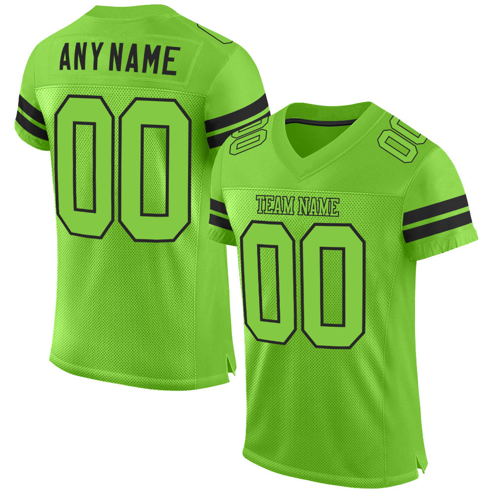 Custom Neon Green Neon Green-Black Mesh Authentic Football Jersey