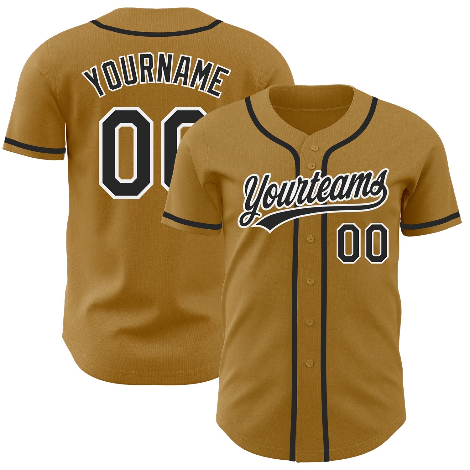 Custom Old Gold Black-White Authentic Baseball Jersey