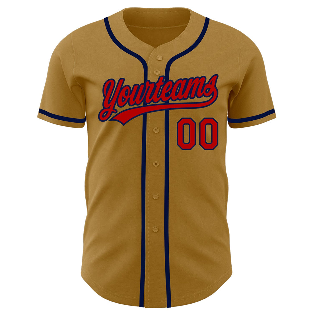 Custom Old Gold Red-Navy Authentic Baseball Jersey